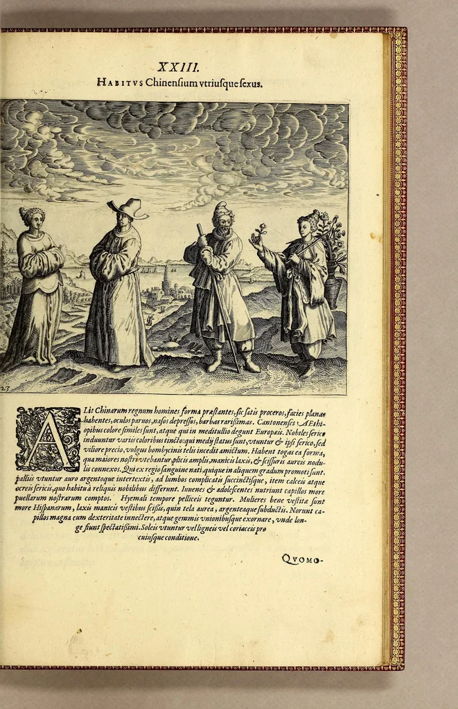 An illustration from II. Pars Indiae Orientalis, in qva Iohan. Hvgonis Lintscotani nauigatio in Orientem, item regna, littora, portus, flumina, apparentiae, habitus moresque Indorum & Lusitanorum pariter in Oriente degentium: praeterea merces, monetae, mensurae, & pondera, quae quibus in locis, quóve compendio prostent, accurate proponuntur., 1599, leaf 201