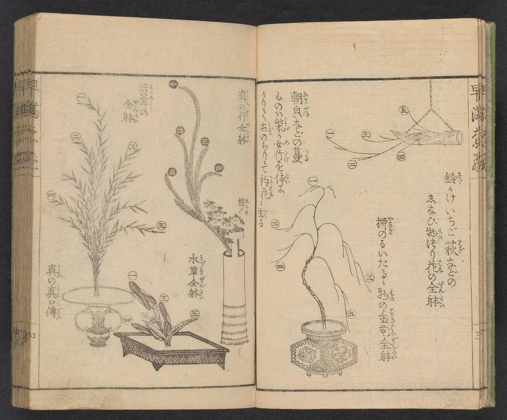 An illustration from Ikebana hayamanabi, 1851, leaf 5
