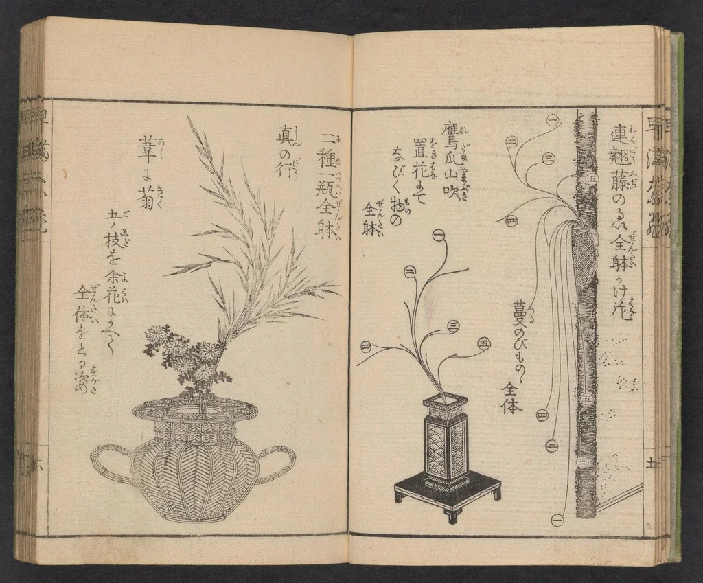 An illustration from Ikebana hayamanabi, 1851, leaf 7
