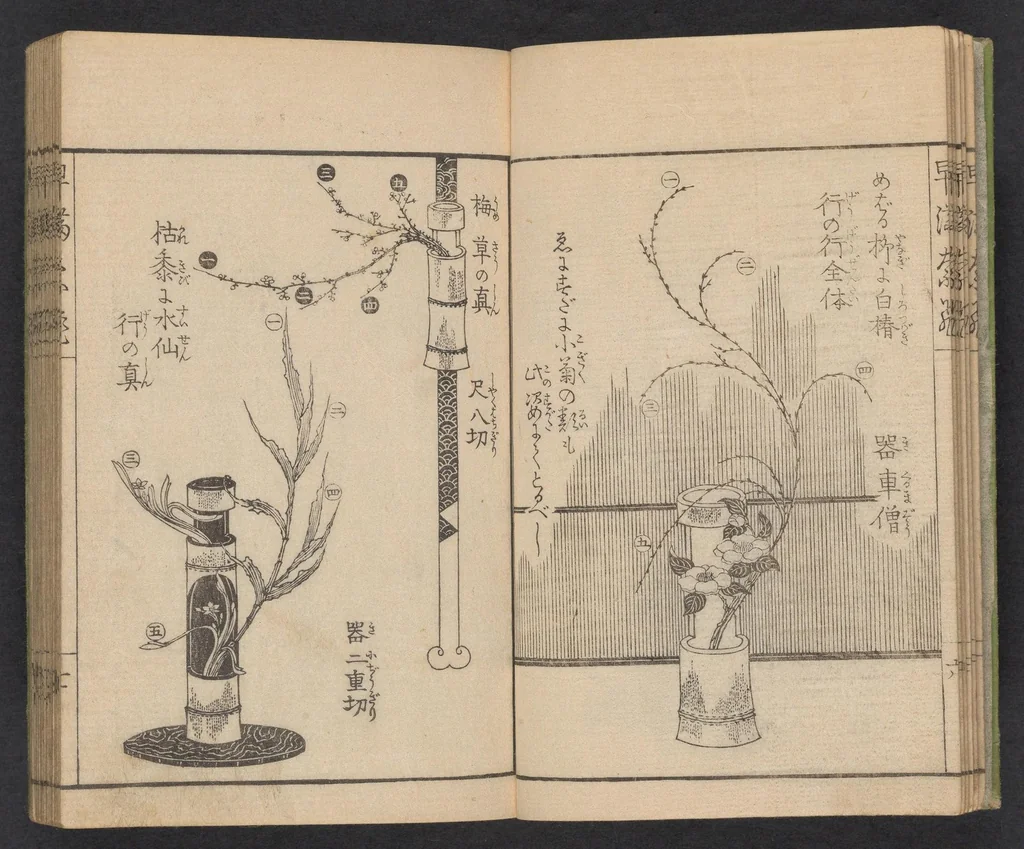 An illustration from Ikebana hayamanabi, 1851, leaf 8