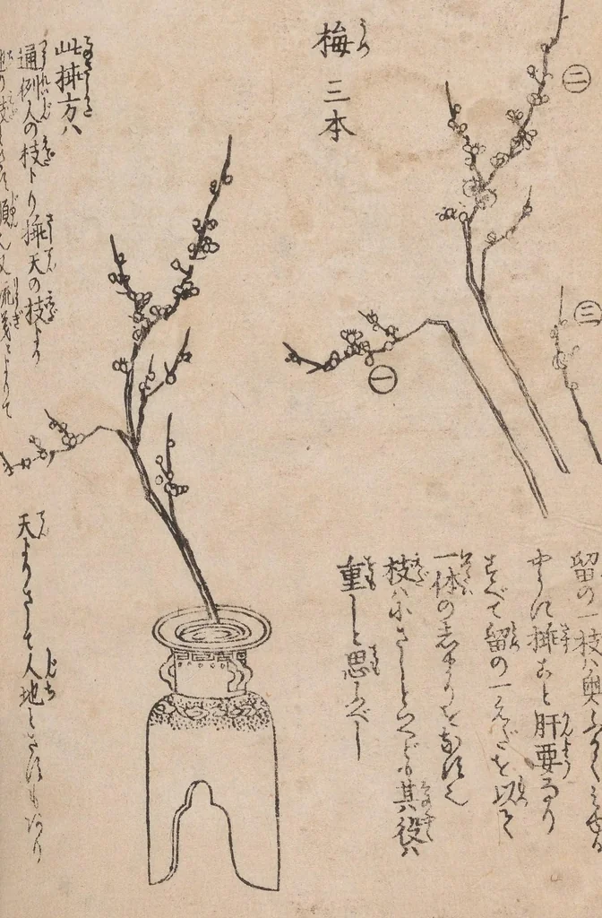 An illustration from Ikebana hayamanabi, 1851, leaf 13