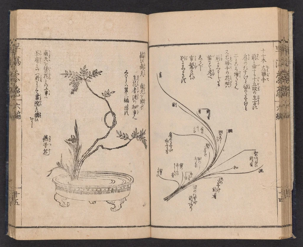 An illustration from Ikebana hayamanabi, 1851, leaf 17