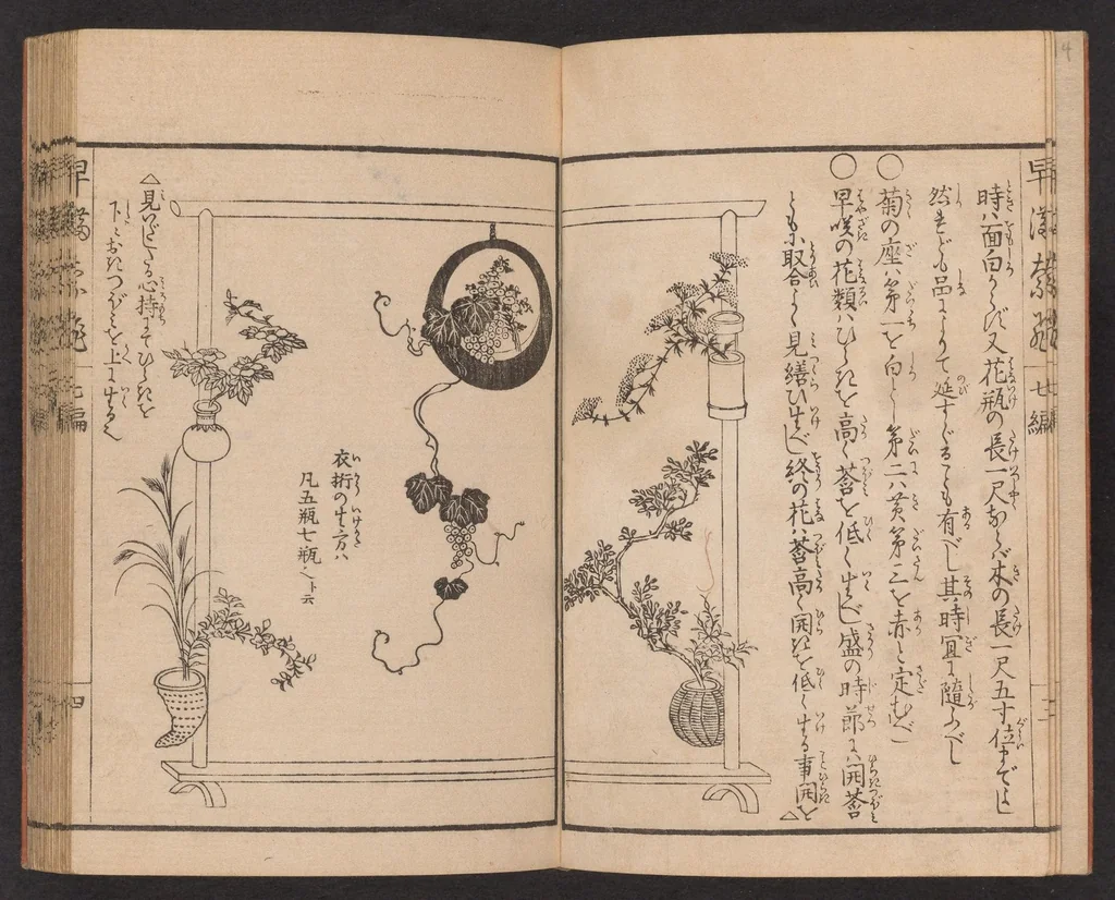 An illustration from Ikebana hayamanabi, 1851, leaf 5