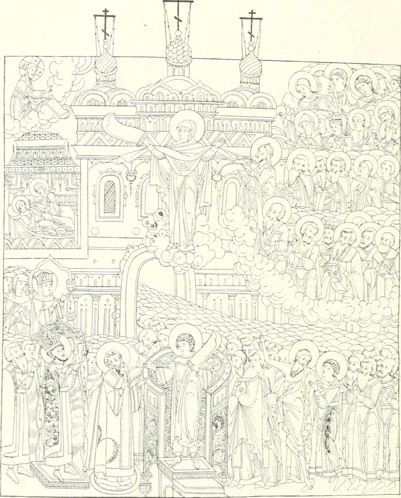 An illustration from Ikonografia Bogomateri, 1914, leaf 107