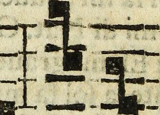An illustration from Il cantore addottrinato, ovvero Regole del canto corale, oue con breue, e facil metodo s'insegna la practica de' precetti più necessari del canto fermo; il modo di mantenere il coro semprealla medesima altezza di voce; di ripigliare doue resta l'organo; d'intonare molte cose, che frà l'anno si cantano; e in particolare tutti gl'inni, 1682, leaf 127