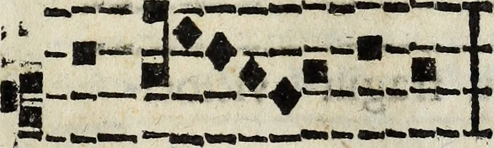 An illustration from Il cantore addottrinato, ovvero Regole del canto corale, oue con breue, e facil metodo s'insegna la practica de' precetti più necessari del canto fermo; il modo di mantenere il coro semprealla medesima altezza di voce; di ripigliare doue resta l'organo; d'intonare molte cose, che frà l'anno si cantano; e in particolare tutti gl'inni, 1682, leaf 278