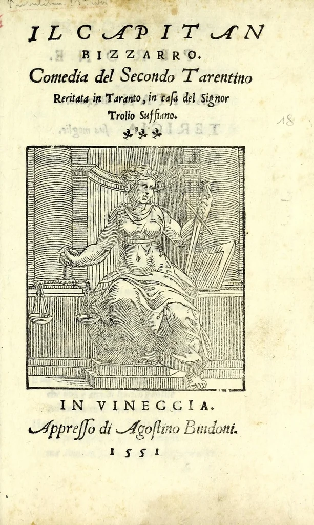An illustration from Il capitan Bizzarro : comedia, 1551, leaf 5