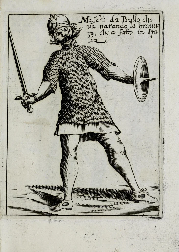 An illustration from Il carnevale italiano mascherato : que si veggono in figura varie inuentione de capritii, 1642, leaf 15