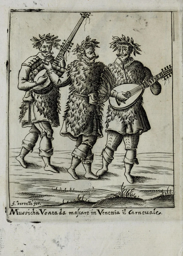 An illustration from Il carnevale italiano mascherato : que si veggono in figura varie inuentione de capritii, 1642, leaf 32