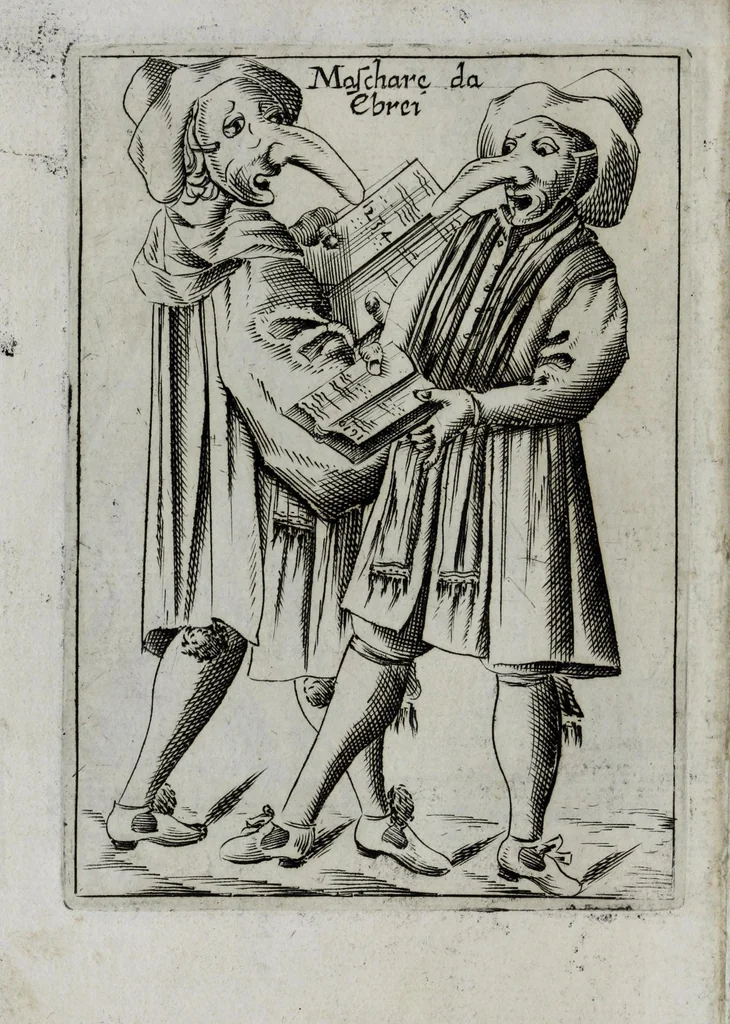 An illustration from Il carnevale italiano mascherato : que si veggono in figura varie inuentione de capritii, 1642, leaf 38