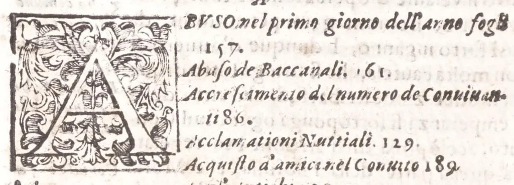 An illustration from Il conuito, ouero, Discorsi di quelle materie che al conuito s'appartengono : doue s'hanno strettamente, e con ordine diligente la diffinitione l'origine, la materia, il luogo, il tempo, l'apparato, i ministri, le feste, i giuochi, i ragionamenti, le circostanze, gl'effetti le deità, & imagini numi tutelari de'conuiti ... : con l'vso di varie nattioni di Greci, Romani, Egittij, Persiani, Ebrei, et d'altri, tanto de gl'antichi quanto de nostri tempi : e con vn discorso, a qual parte della filosofia si subordini il conuito, 1615, leaf 270