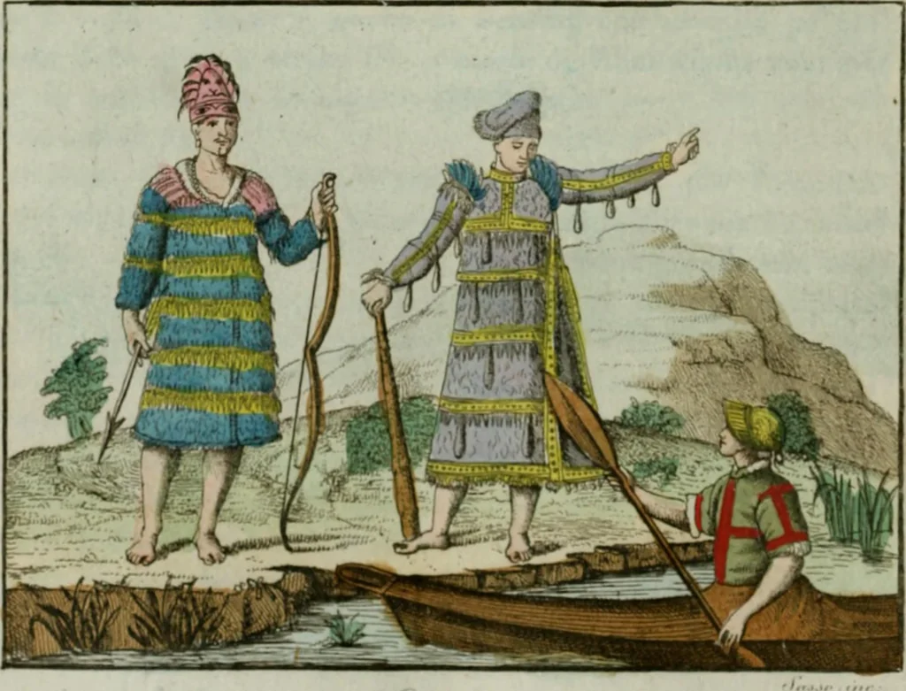 An illustration from Il costume antico e moderno, o, storia del governo, della milizia, della religione, delle arti, scienze ed usanze di tutti i popoli antichi e moderni, provata coi monumenti dell'antichità e rappresentata cogli analoghi disegni dal dottor Giulio Ferrario : America, 1826, leaf 101