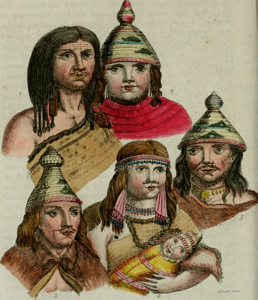 An illustration from Il costume antico e moderno, o, storia del governo, della milizia, della religione, delle arti, scienze ed usanze di tutti i popoli antichi e moderni, provata coi monumenti dell'antichità e rappresentata cogli analoghi disegni dal dottor Giulio Ferrario : America, 1826, leaf 159
