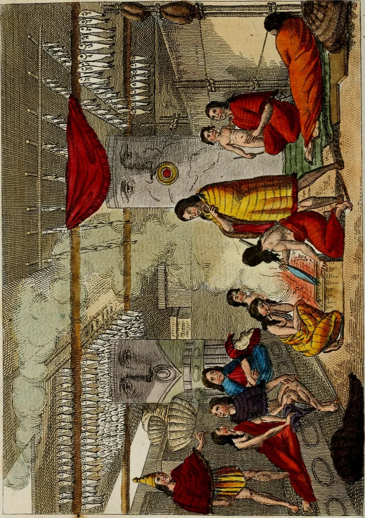 An illustration from Il costume antico e moderno, o, storia del governo, della milizia, della religione, delle arti, scienze ed usanze di tutti i popoli antichi e moderni, provata coi monumenti dell'antichità e rappresentata cogli analoghi disegni dal dottor Giulio Ferrario : America, 1826, leaf 167