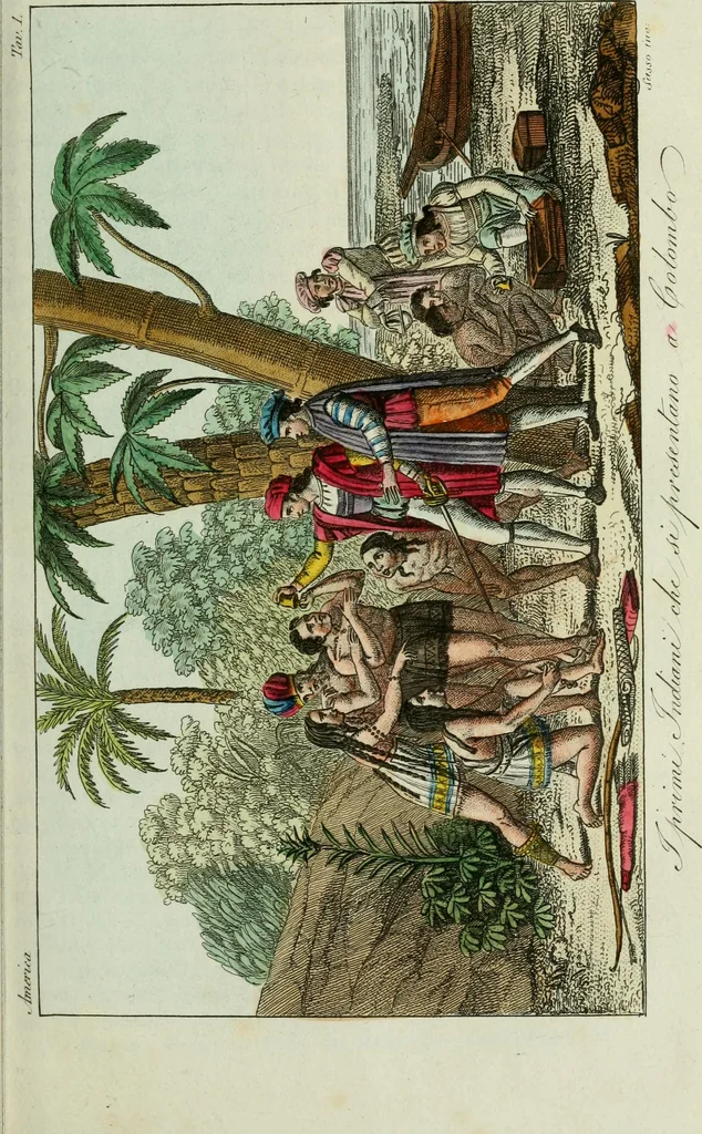 An illustration from Il costume antico e moderno, o, storia del governo, della milizia, della religione, delle arti, scienze ed usanze di tutti i popoli antichi e moderni, provata coi monumenti dell'antichità e rappresentata cogli analoghi disegni dal dottor Giulio Ferrario : America, 1826, leaf 58