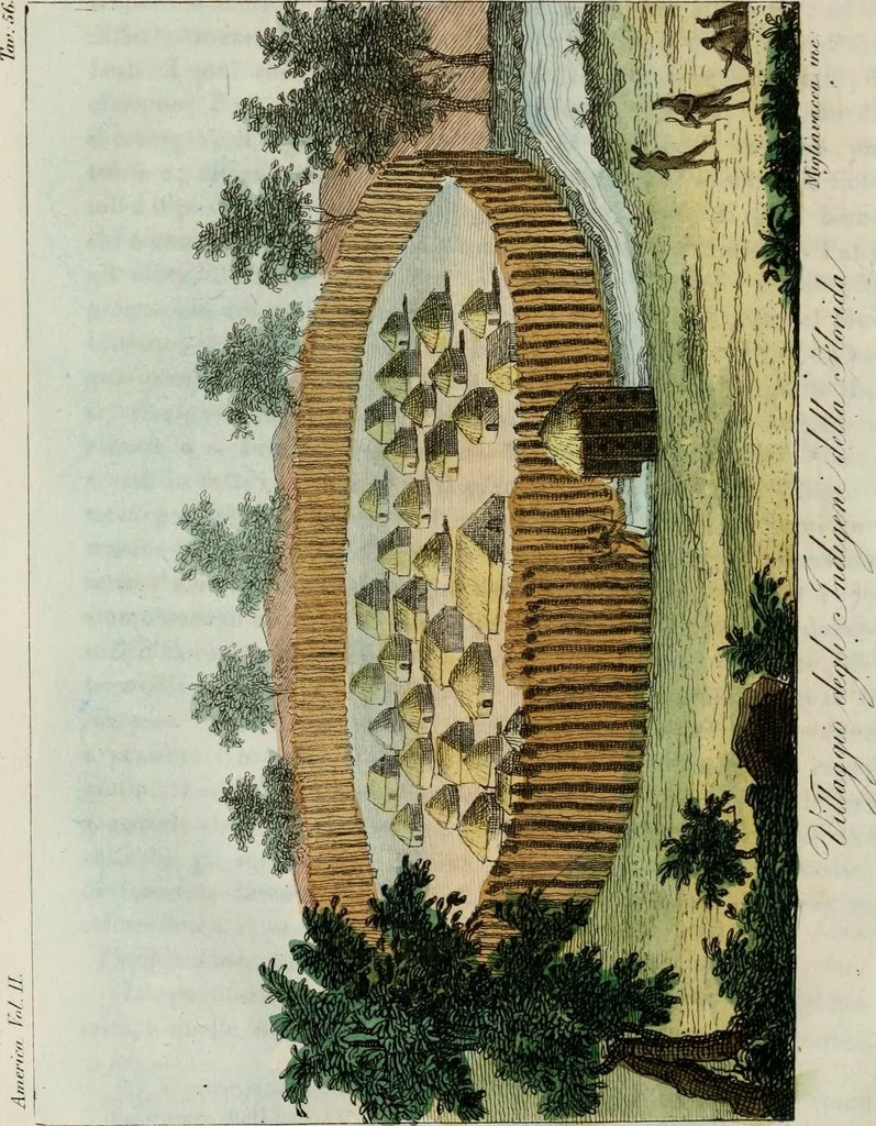 An illustration from Il costume antico e moderno, o, storia del governo, della milizia, della religione, delle arti, scienze ed usanze di tutti i popoli antichi e moderni, provata coi monumenti dell'antichità e rappresentata cogli analoghi disegni dal dottor Giulio Ferrario : America, 1826, leaf 643