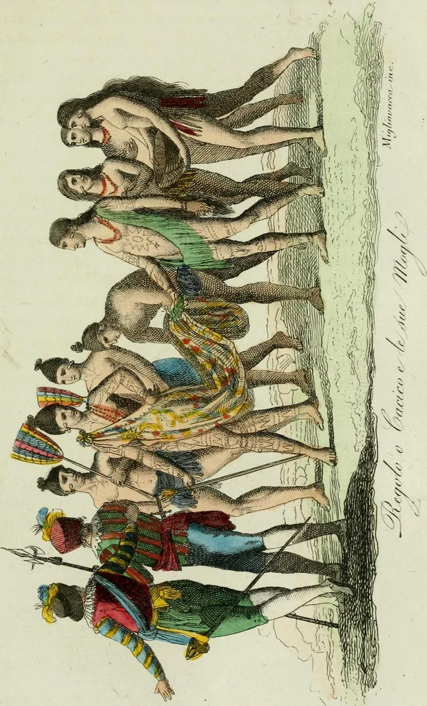 An illustration from Il costume antico e moderno, o, storia del governo, della milizia, della religione, delle arti, scienze ed usanze di tutti i popoli antichi e moderni, provata coi monumenti dell'antichità e rappresentata cogli analoghi disegni dal dottor Giulio Ferrario : America, 1826, leaf 646