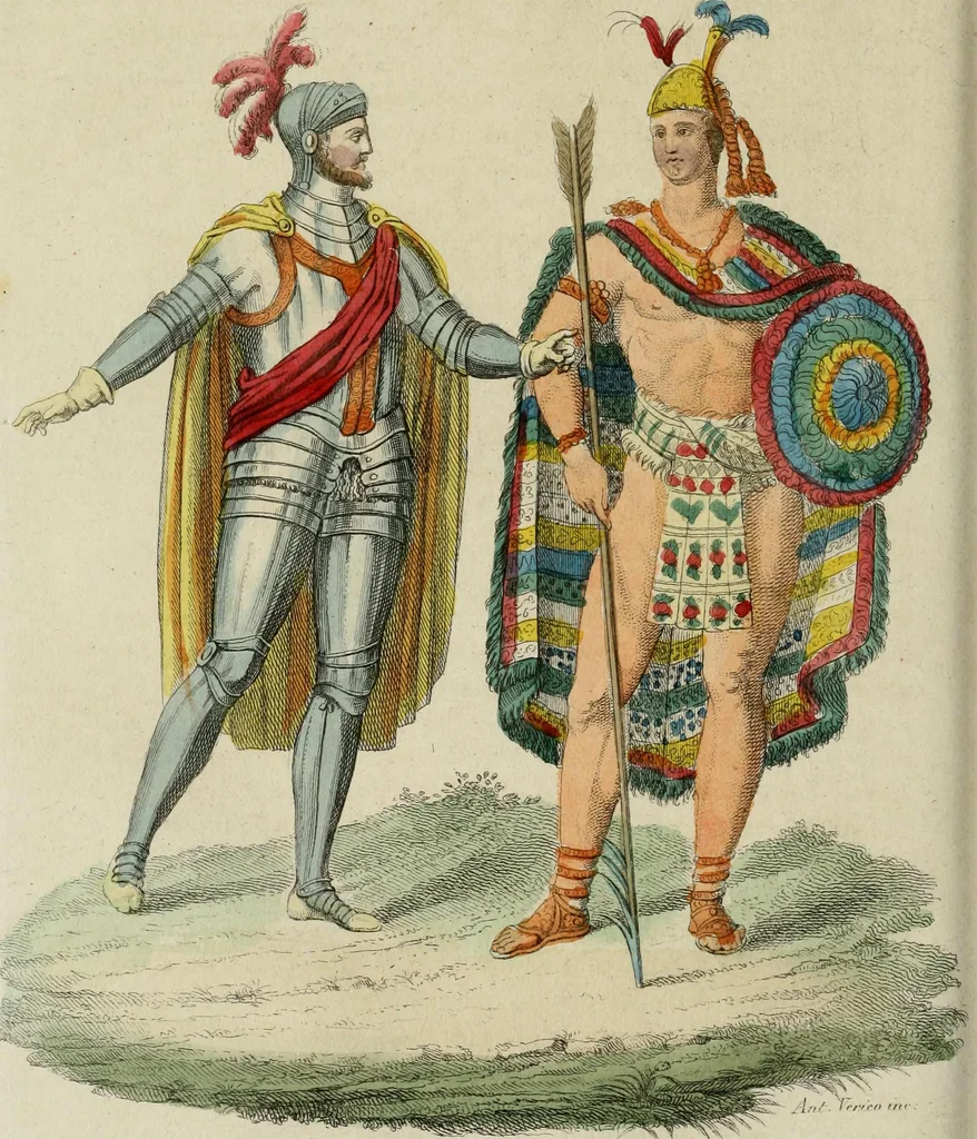 An illustration from Il costume antico e moderno, o, storia del governo, della milizia, della religione, delle arti, scienze ed usanze di tutti i popoli antichi e moderni, provata coi monumenti dell'antichità e rappresentata cogli analoghi disegni dal dottor Giulio Ferrario : America, 1826, leaf 721