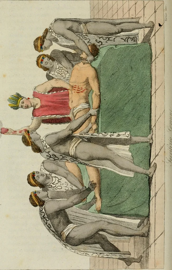 An illustration from Il costume antico e moderno, o, storia del governo, della milizia, della religione, delle arti, scienze ed usanze di tutti i popoli antichi e moderni, provata coi monumenti dell'antichità e rappresentata cogli analoghi disegni dal dottor Giulio Ferrario : America, 1826, leaf 767