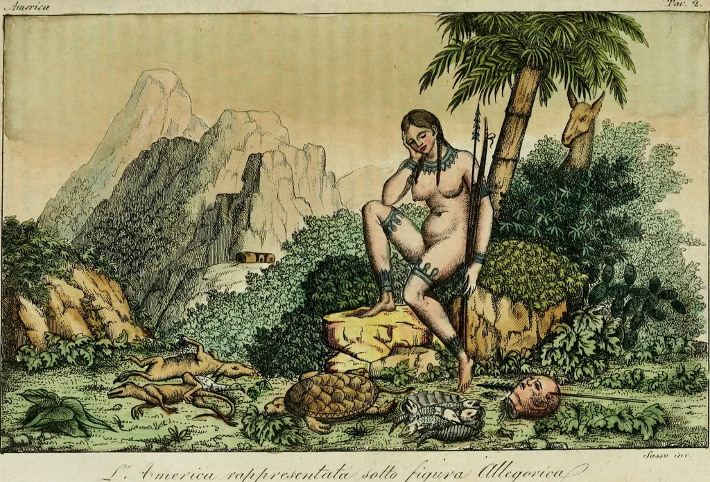 An illustration from Il costume antico e moderno, o, storia del governo, della milizia, della religione, delle arti, scienze ed usanze di tutti i popoli antichi e moderni, provata coi monumenti dell'antichità e rappresentata cogli analoghi disegni dal dottor Giulio Ferrario : America, 1826, leaf 82