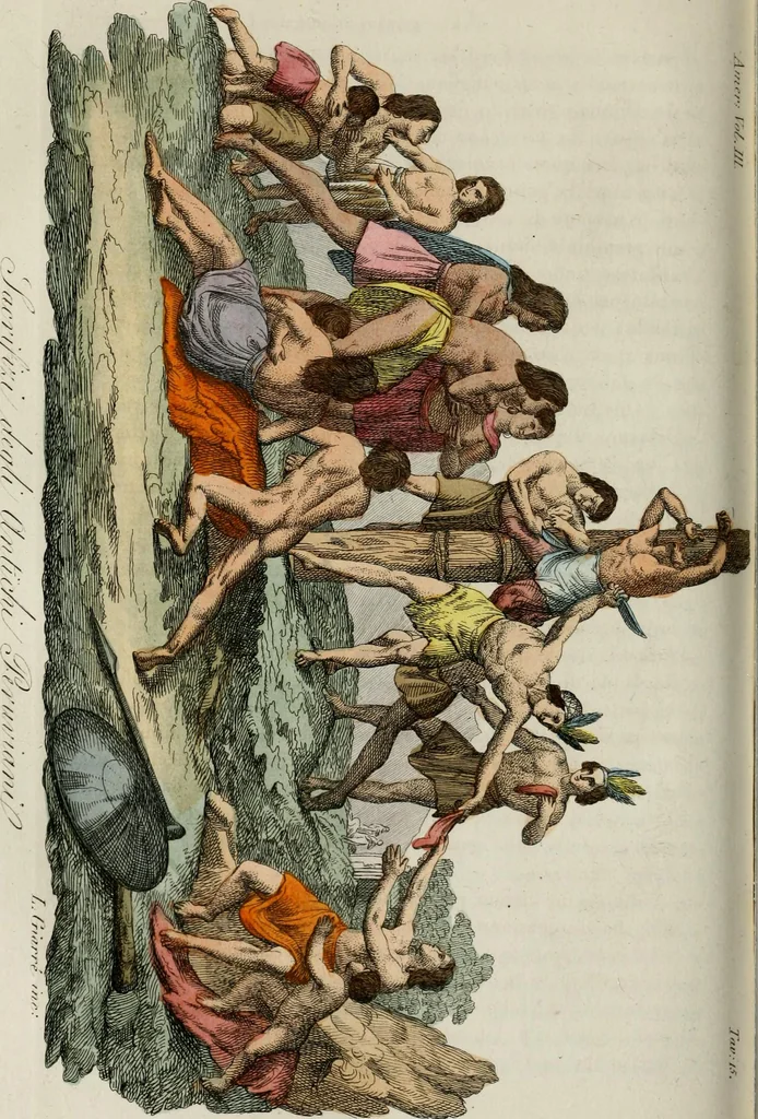 An illustration from Il costume antico e moderno, o, storia del governo, della milizia, della religione, delle arti, scienze ed usanze di tutti i popoli antichi e moderni, provata coi monumenti dell'antichità e rappresentata cogli analoghi disegni dal dottor Giulio Ferrario : America, 1826, leaf 154