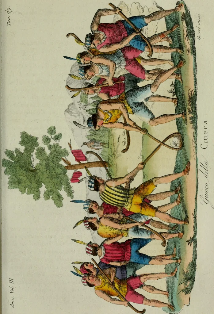 An illustration from Il costume antico e moderno, o, storia del governo, della milizia, della religione, delle arti, scienze ed usanze di tutti i popoli antichi e moderni, provata coi monumenti dell'antichità e rappresentata cogli analoghi disegni dal dottor Giulio Ferrario : America, 1826, leaf 285