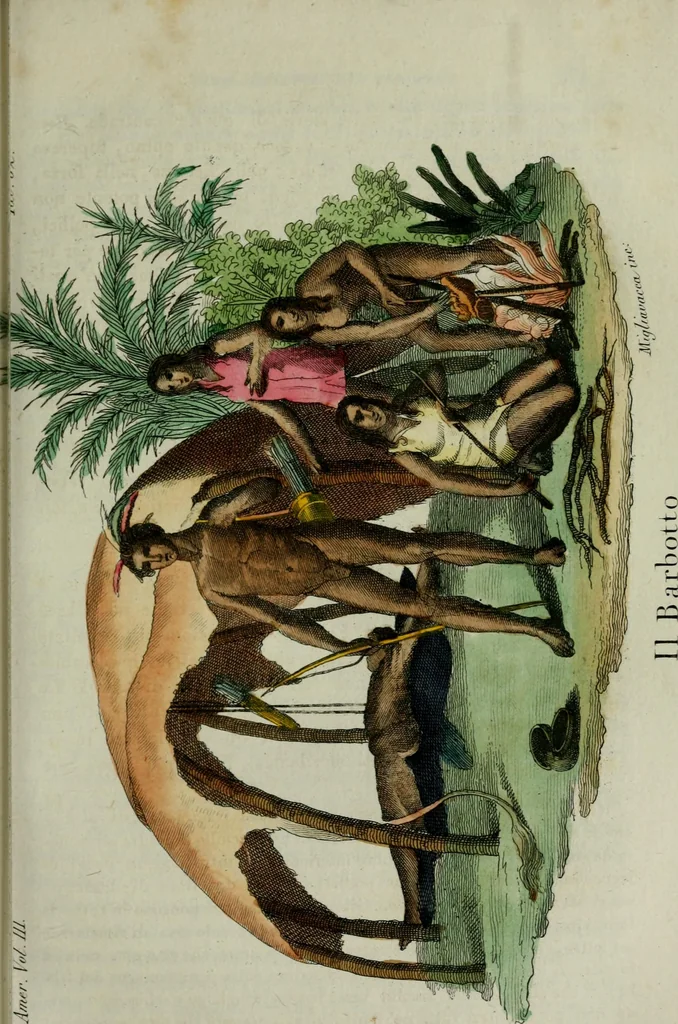An illustration from Il costume antico e moderno, o, storia del governo, della milizia, della religione, delle arti, scienze ed usanze di tutti i popoli antichi e moderni, provata coi monumenti dell'antichità e rappresentata cogli analoghi disegni dal dottor Giulio Ferrario : America, 1826, leaf 303