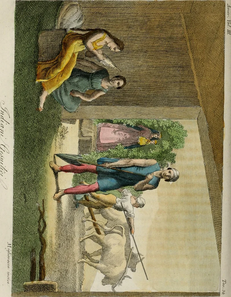 An illustration from Il costume antico e moderno, o, storia del governo, della milizia, della religione, delle arti, scienze ed usanze di tutti i popoli antichi e moderni, provata coi monumenti dell'antichità e rappresentata cogli analoghi disegni dal dottor Giulio Ferrario : America, 1826, leaf 346