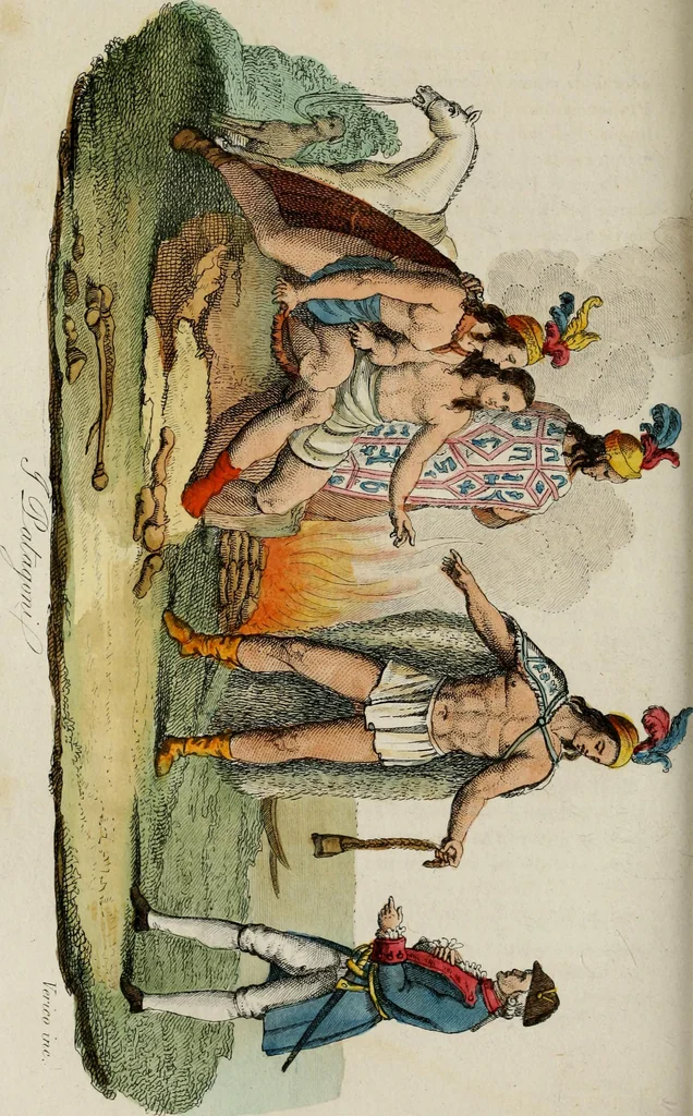An illustration from Il costume antico e moderno, o, storia del governo, della milizia, della religione, delle arti, scienze ed usanze di tutti i popoli antichi e moderni, provata coi monumenti dell'antichità e rappresentata cogli analoghi disegni dal dottor Giulio Ferrario : America, 1826, leaf 402