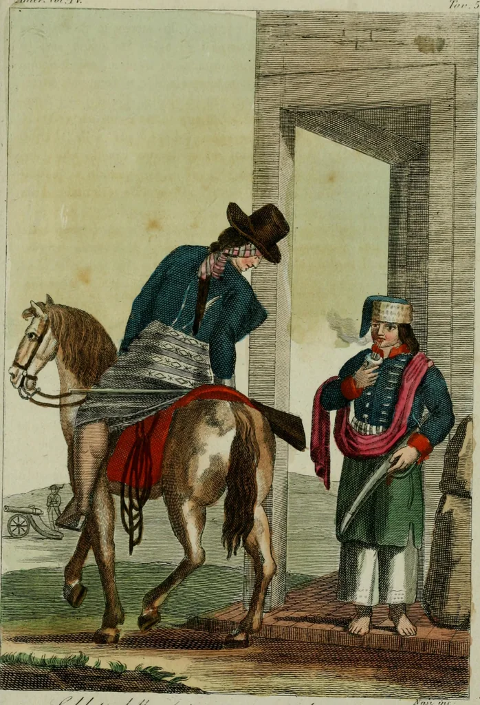An illustration from Il costume antico e moderno, o, storia del governo, della milizia, della religione, delle arti, scienze ed usanze di tutti i popoli antichi e moderni, provata coi monumenti dell'antichità e rappresentata cogli analoghi disegni dal dottor Giulio Ferrario : America, 1826, leaf 781