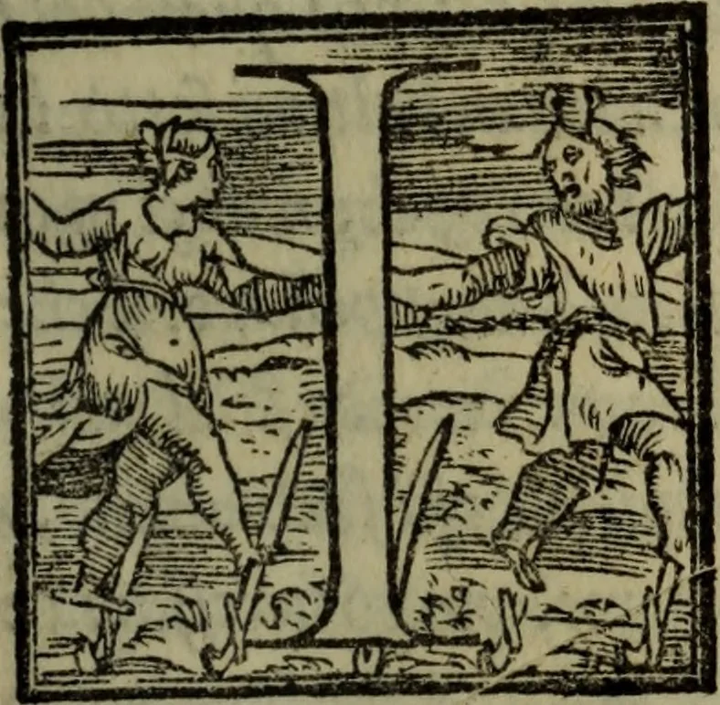 An illustration from Il duello del Mutio Iustinopolitano .., 1550, leaf 98
