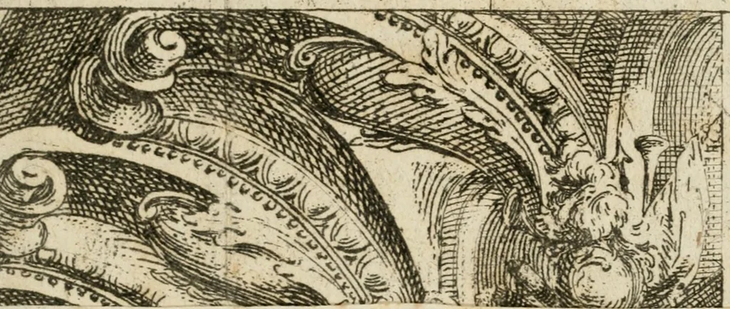 An illustration from Il favore de gli dei : drama fantastico musicale, fatto rappresentare dal serenissimo sig. duca di Parma nel suo Gran Teatro per le felicissime nozze del serenissimo sig. principe Odoardo suo primo genito con la serenissima signora principessa Dorotea Sofia di Neoburgo, 1690, leaf 36