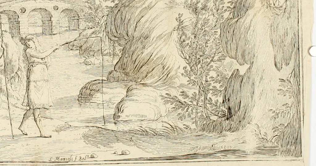 An illustration from Il favore de gli dei : drama fantastico musicale, fatto rappresentare dal serenissimo sig. duca di Parma nel suo Gran Teatro per le felicissime nozze del serenissimo sig. principe Odoardo suo primo genito con la serenissima signora principessa Dorotea Sofia di Neoburgo, 1690, leaf 55