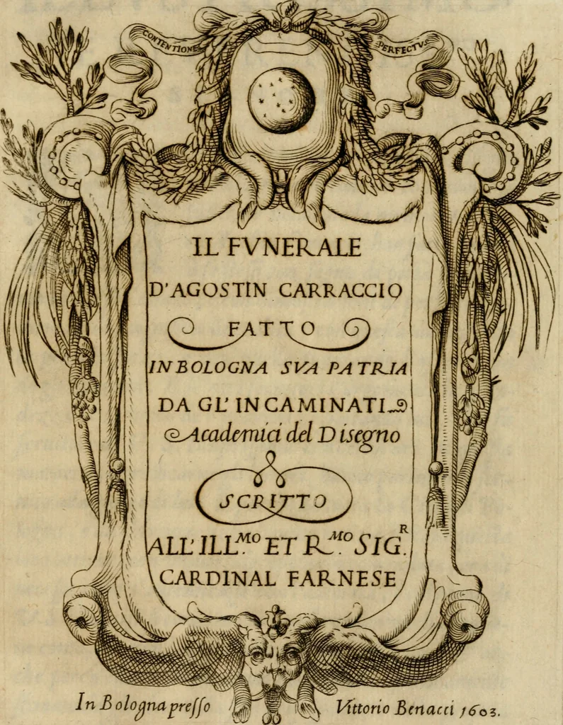An illustration from Il funerale d'Agostin Carraccio : fatto in Bologna sua patria da gl'Incaminati academici del disegno, 1603, leaf 4