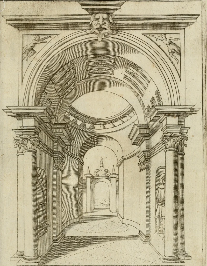 An illustration from Il fvoco trionfante : racconto della traslatione della miracolo.a imagine detta la Madõna del fvoco, protettrice della città di Forli, solenizzata da essa città sotto li xx. di ottobre M.D.C.XXXVI, 1637, leaf 34