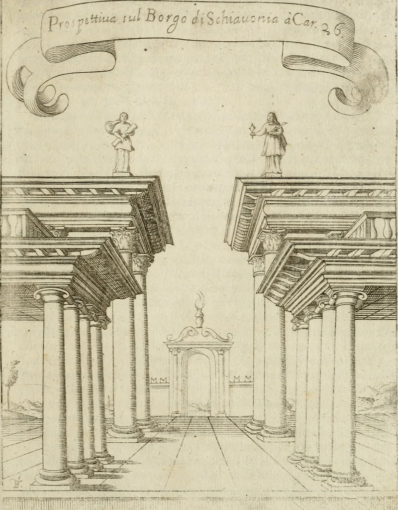 An illustration from Il fvoco trionfante : racconto della traslatione della miracolo.a imagine detta la Madõna del fvoco, protettrice della città di Forli, solenizzata da essa città sotto li xx. di ottobre M.D.C.XXXVI, 1637, leaf 36