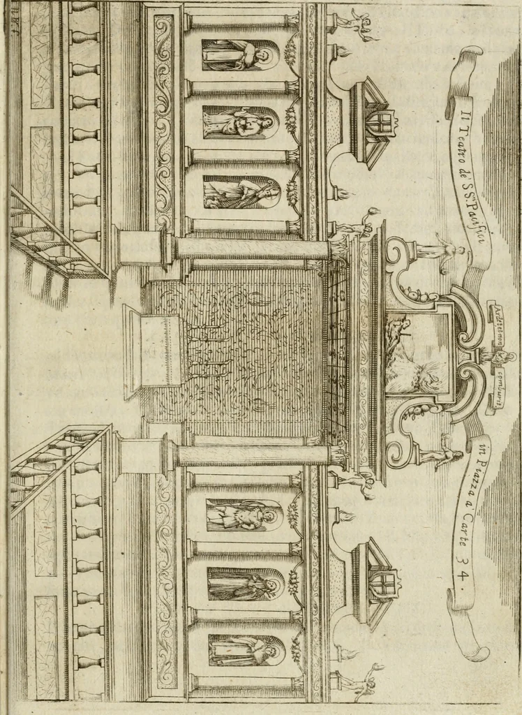 An illustration from Il fvoco trionfante : racconto della traslatione della miracolo.a imagine detta la Madõna del fvoco, protettrice della città di Forli, solenizzata da essa città sotto li xx. di ottobre M.D.C.XXXVI, 1637, leaf 50