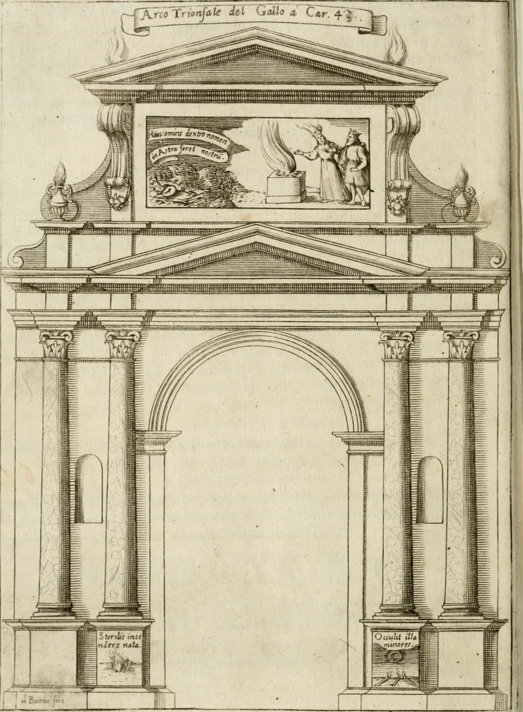 An illustration from Il fvoco trionfante : racconto della traslatione della miracolo.a imagine detta la Madõna del fvoco, protettrice della città di Forli, solenizzata da essa città sotto li xx. di ottobre M.D.C.XXXVI, 1637, leaf 63