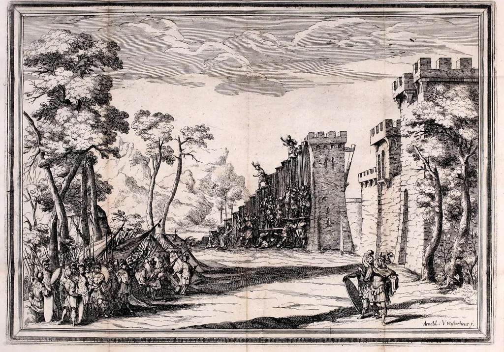 An illustration from Il Greco in Troia, festa teatrale rappresentata in Firenze per le nozze de' serenissimi sposi Ferdinando terzo principe di Toscana, e Violante Beatrice principessa di Baviera, 1688, leaf 107