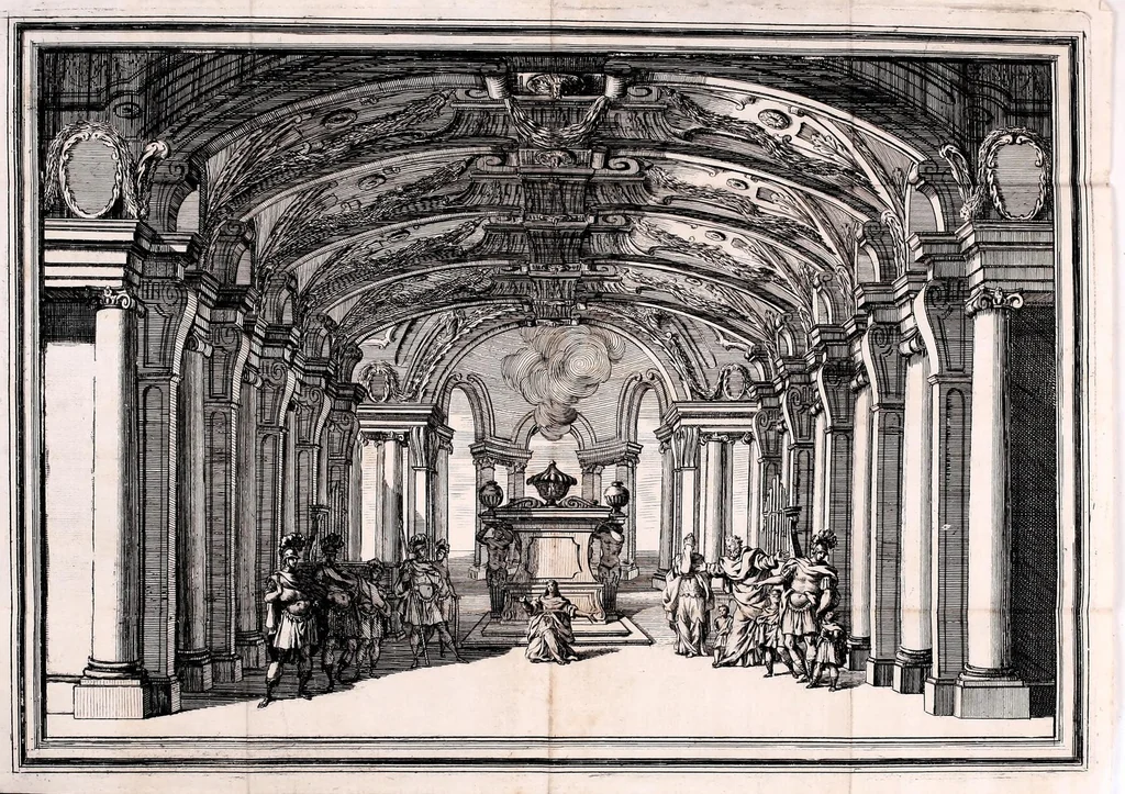 An illustration from Il Greco in Troia, festa teatrale rappresentata in Firenze per le nozze de' serenissimi sposi Ferdinando terzo principe di Toscana, e Violante Beatrice principessa di Baviera, 1688, leaf 131