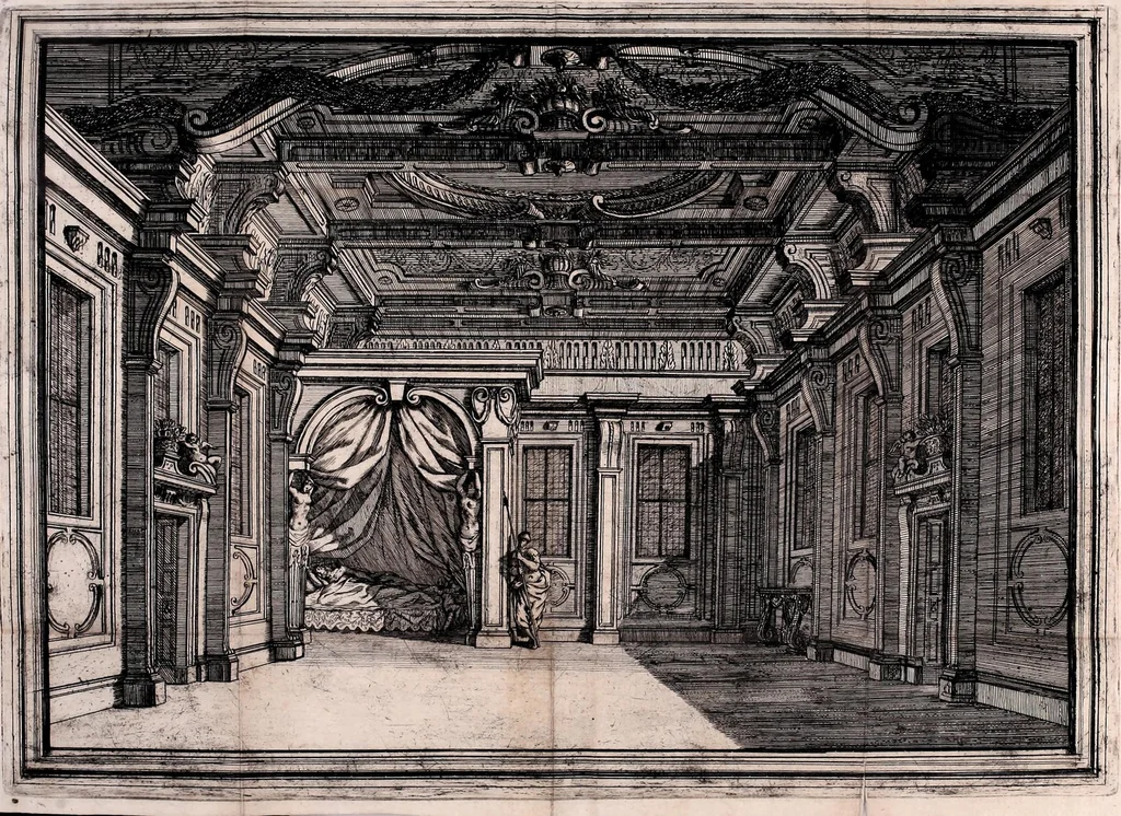 An illustration from Il Greco in Troia, festa teatrale rappresentata in Firenze per le nozze de' serenissimi sposi Ferdinando terzo principe di Toscana, e Violante Beatrice principessa di Baviera, 1688, leaf 33