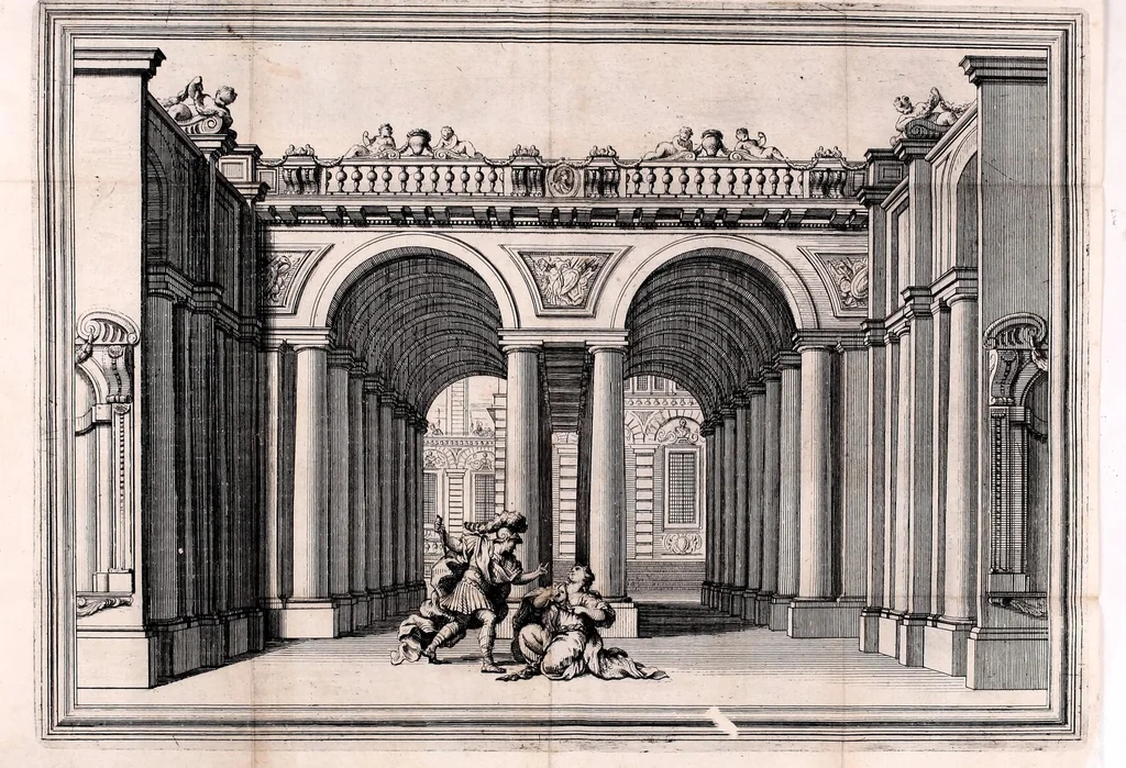 An illustration from Il Greco in Troia, festa teatrale rappresentata in Firenze per le nozze de' serenissimi sposi Ferdinando terzo principe di Toscana, e Violante Beatrice principessa di Baviera, 1688, leaf 89