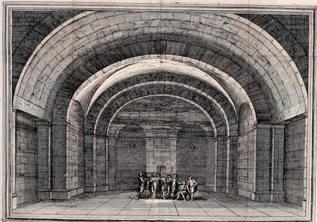 An illustration from Il Greco in Troia, festa teatrale rappresentata in Firenze per le nozze de' serenissimi sposi Ferdinando terzo principe di Toscana, e Violante Beatrice principessa di Baviera, 1688, leaf 99