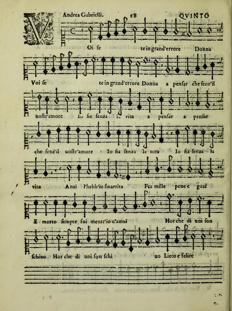 An illustration from I lieti amanti. Primo libro de madrigali a cinque voci,, 1586, leaf 24