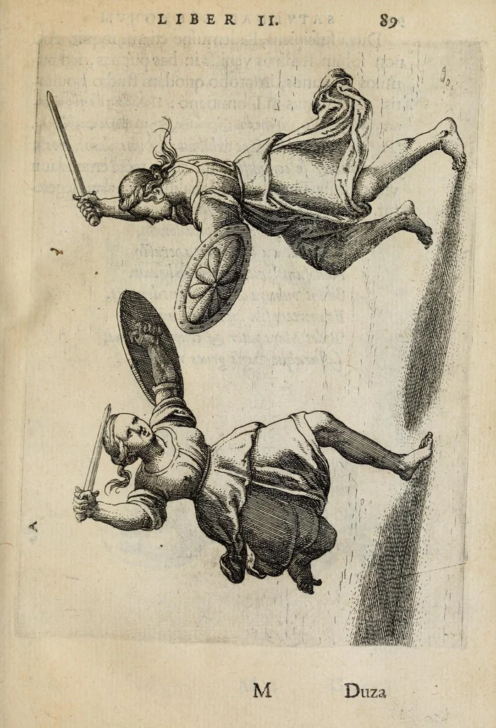 An illustration from I. LipsI Satvrnalivm sermonvm libri dvo, qui De gladiatoribus, 1585, leaf 107
