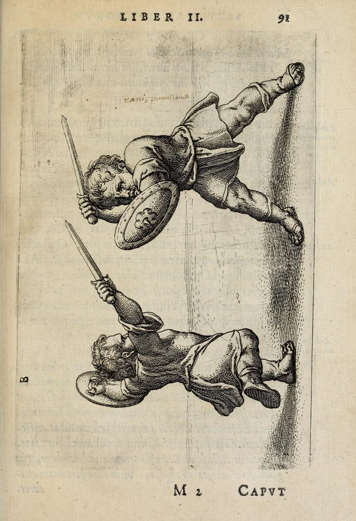 An illustration from I. LipsI Satvrnalivm sermonvm libri dvo, qui De gladiatoribus, 1585, leaf 109