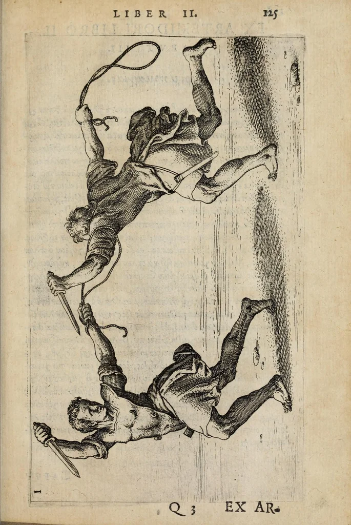 An illustration from I. LipsI Satvrnalivm sermonvm libri dvo, qui De gladiatoribus, 1585, leaf 143