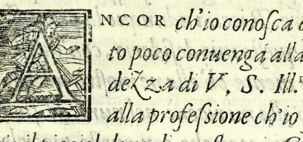 An illustration from Il lanzi : comedia, 1566, leaf 7