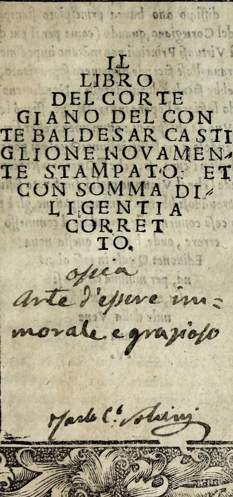 An illustration from Il libro del cortegiano, 1532, leaf 5