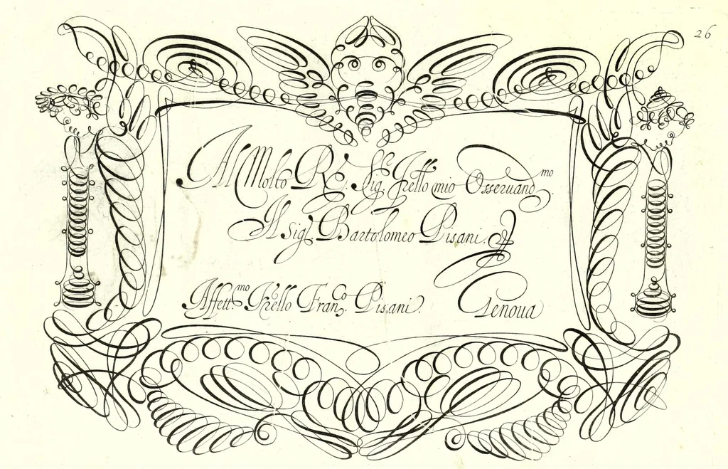 An illustration from Il libro primo di cancellaresche, corsiue, mercantile et diuerse maniere di lettere bastarde, 1620, leaf 59